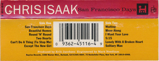 Chris Isaak : San Francisco Days (Cass, Album, SR,)
