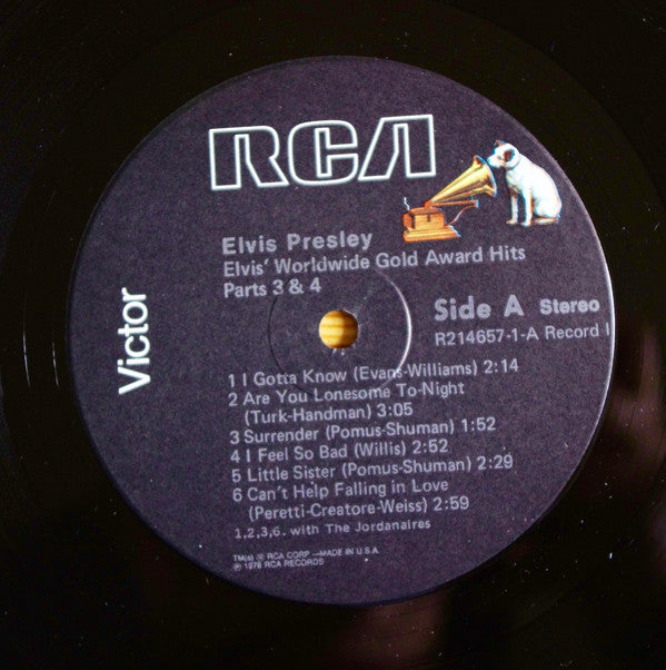 Elvis Presley : Worldwide Gold Award Hits, Parts 3 & 4 (2xLP, Comp, Ind)