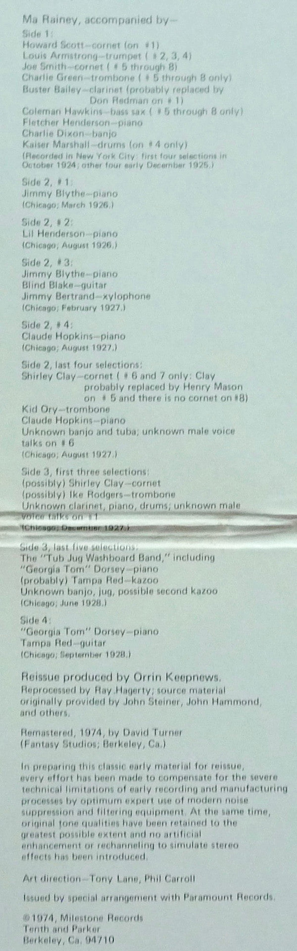 Ma Rainey : Ma Rainey (2xLP, Comp, Gat)