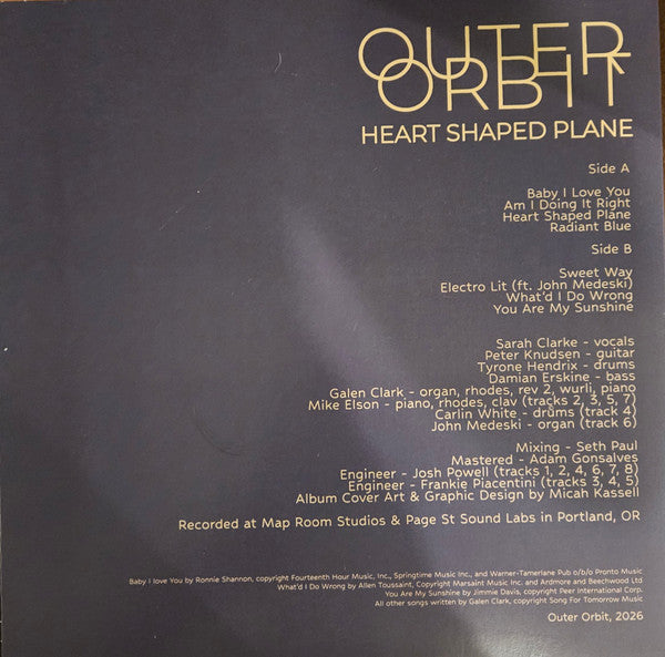 Outer Orbit : Heart Shaped Plane (LP, Album, Blu)