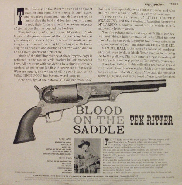 Tex Ritter : Blood On The Saddle (LP, Album, Mono, Scr)