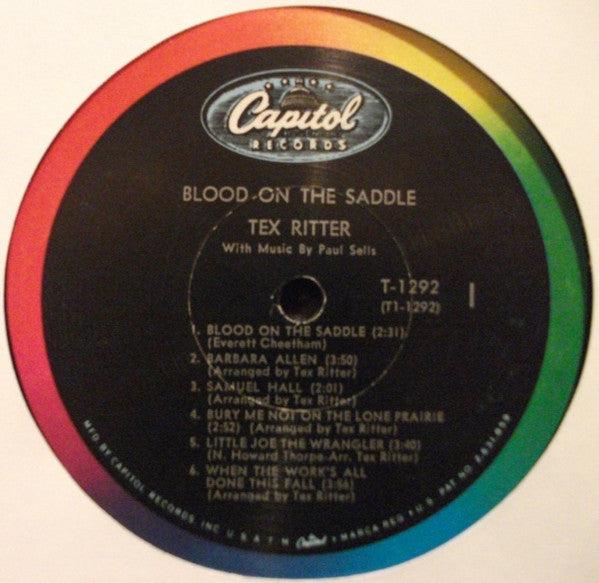 Tex Ritter : Blood On The Saddle (LP, Album, Mono, Scr)