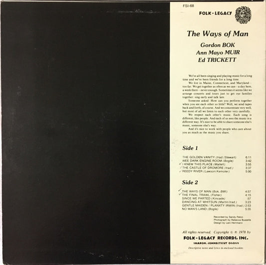 Gordon Bok, Ann Mayo Muir, Ed Trickett : The Ways Of Man (LP, Album)