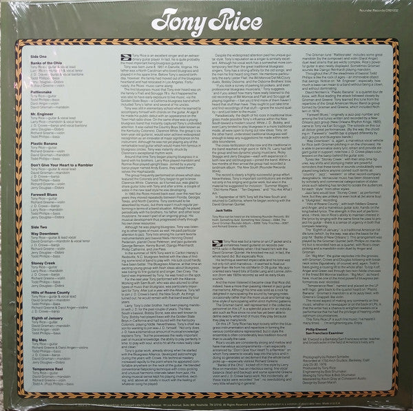 Tony Rice : Tony Rice (LP, Album, RE, RM)