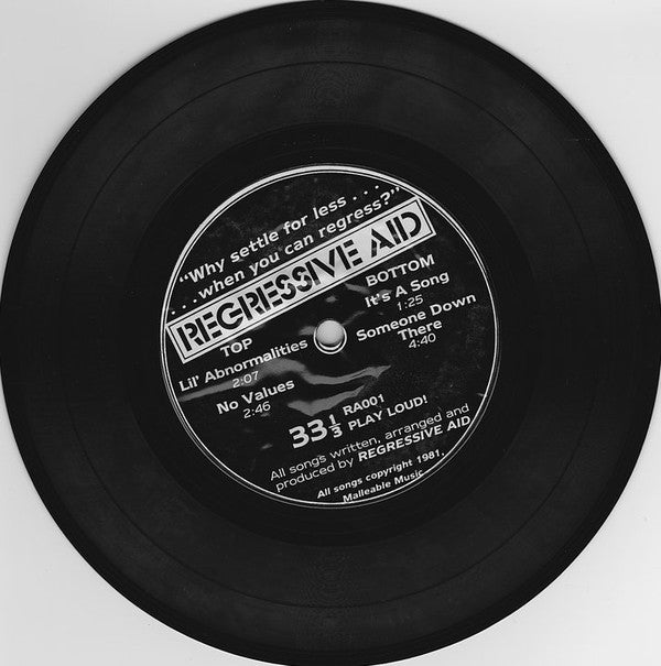 Regressive Aid : Why Settle For Less When You Can Regress? (7", EP, Styrene)