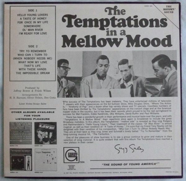 The Temptations : In A Mellow Mood (LP, Album, RCA)