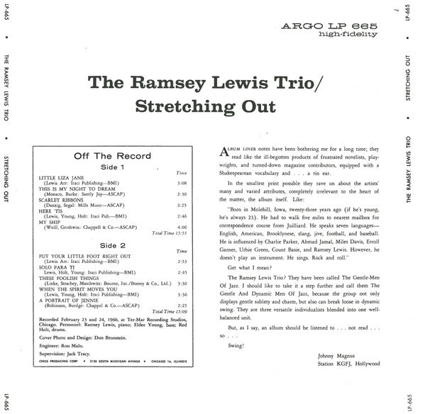 The Ramsey Lewis Trio : Stretching Out (LP, Album, Ind)