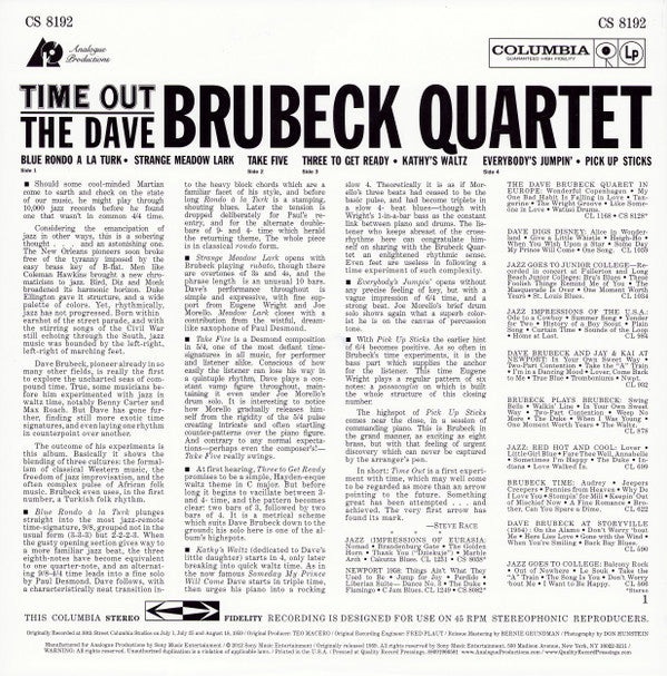 The Dave Brubeck Quartet : Time Out (2x12", Album, Ltd, RE, RM, 200)