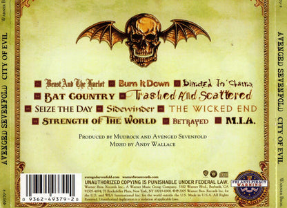 Avenged Sevenfold : City Of Evil (CD, Album, Ame)