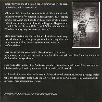 Blaze Foley : Live At The Austin Outhouse (CD, Album)