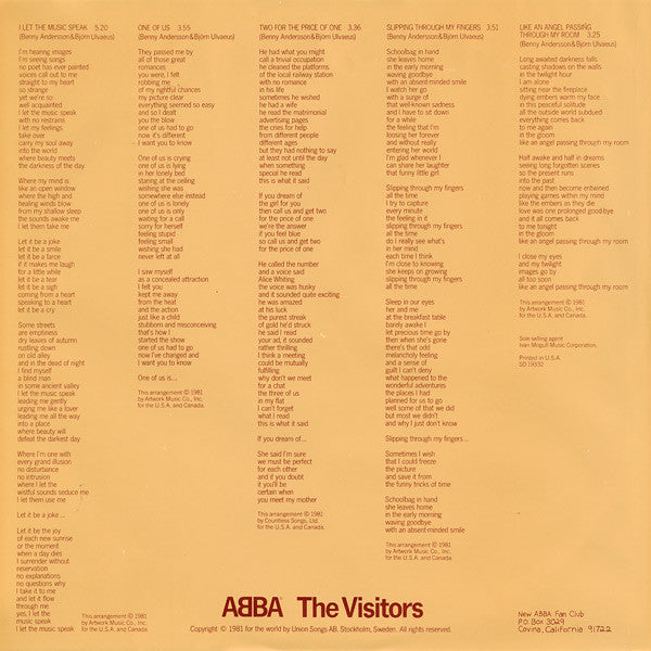 ABBA : The Visitors (LP, Album, AR)