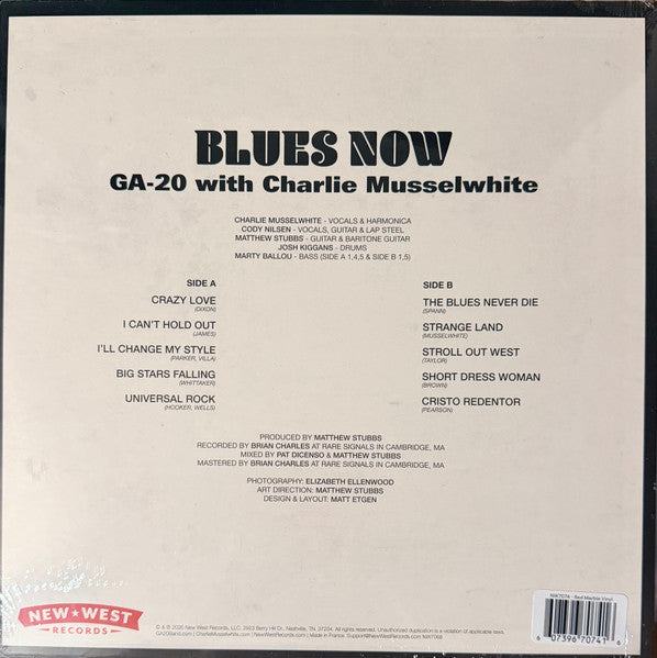 GA-20 With Charlie Musselwhite : Blues Now (LP, Album, Ltd, Red)