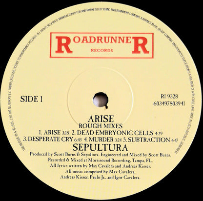 Sepultura : Arise Rough Mixes (LP, Album, Ltd, RE)