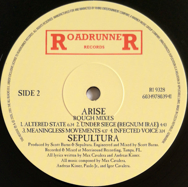 Sepultura : Arise Rough Mixes (LP, Album, Ltd, RE)