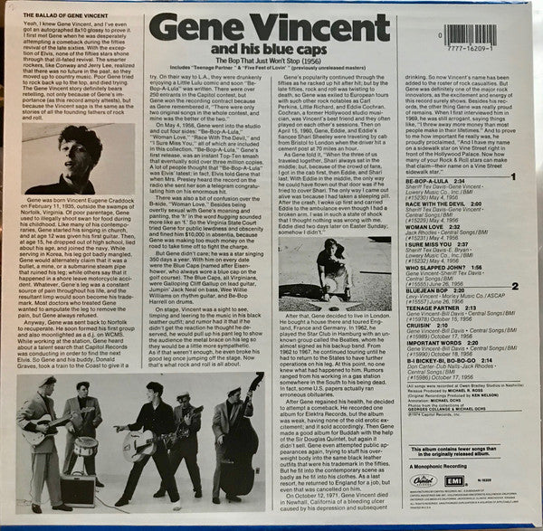 Gene Vincent And His Blue Caps* : The Bop That Just Won't Stop (1956) (LP, Comp, Mono, RE)