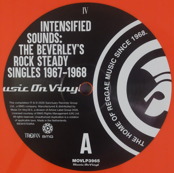 Various : Intensified Sounds: The Beverley's Rock Steady Singles 1967 - 1968 (2xLP, Comp, Ltd, Num, Ora)