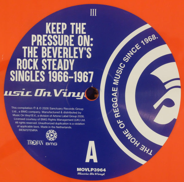 Various : Keep The Pressure On: The Beverley's Rock Steady Singles 1966 - 1967 (2xLP, Comp, Ltd, Num, Ora)