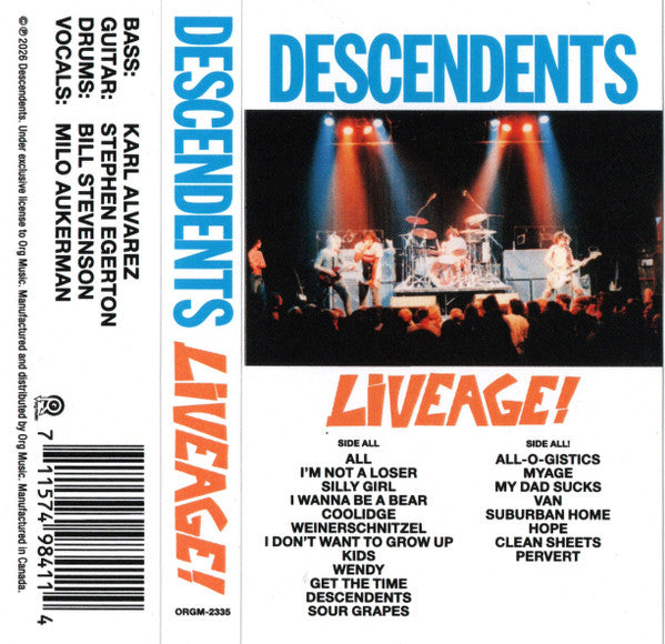 Descendents : Liveage! (Cass, Ltd, RE, Sea)