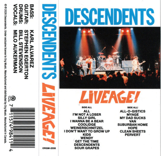 Descendents : Liveage! (Cass, Ltd, RE, Sea)