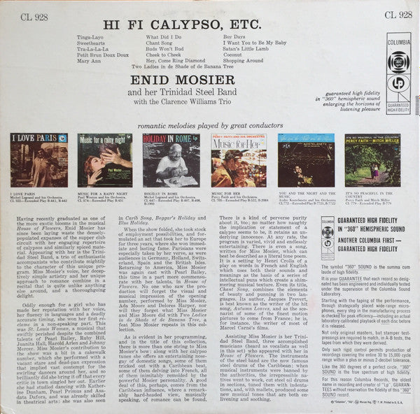 Enid Mosier And Her Trinidad Steel Band With The Clarence Williams Trio* : Hi Fi Calypso, Etc. (LP, Album)