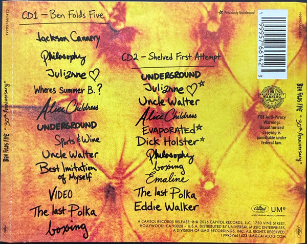 Ben Folds Five : Ben Folds Five "30th Anniversary" (CD, Album, RM + 2xCD, Album)