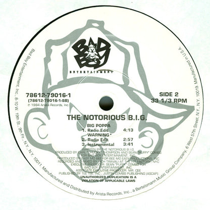 The Notorious BIG* : Big Poppa (12", Single)