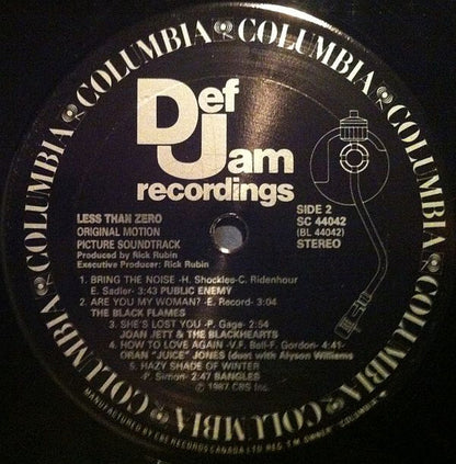 Various : Less Than Zero (Original Motion Picture Soundtrack) (LP, Comp)