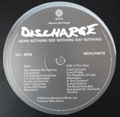 Discharge : Hear Nothing See Nothing Say Nothing (LP, Album, Ltd, Num, RE, Whi)