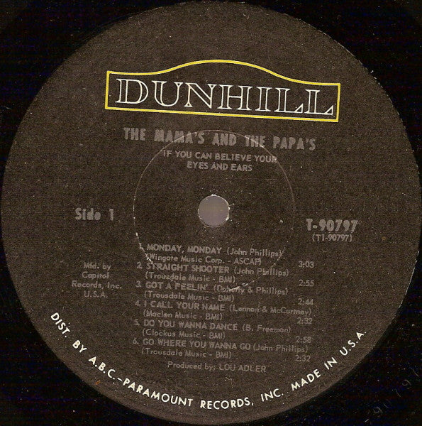 The Mama's And The Papa's* : If You Can Believe Your Eyes And Ears (LP, Album, Mono, Club)