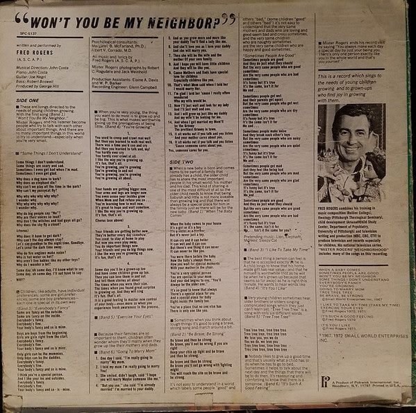 Mister Rogers : Won't You Be My Neighbor? (LP)