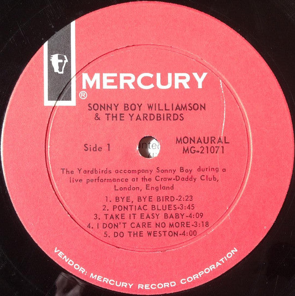 Sonny Boy Williamson (2) and The Yardbirds : Sonny Boy Williamson & The Yardbirds (LP, Album, Mono, dee)
