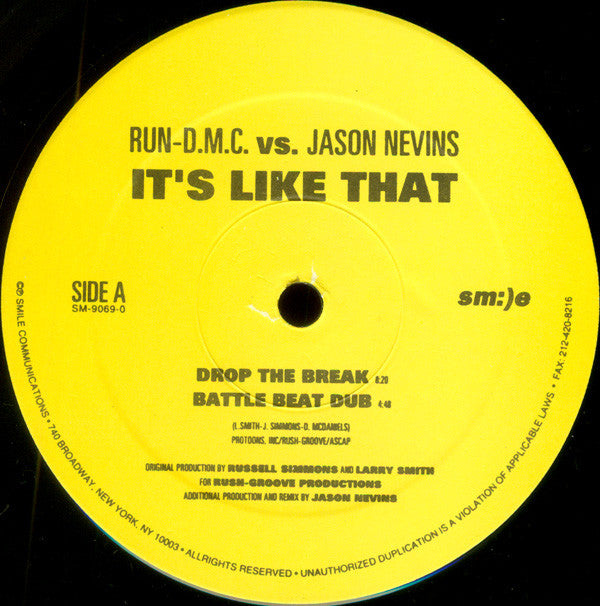 Run-D.M.C.* Vs. Jason Nevins : It's Like That (12")