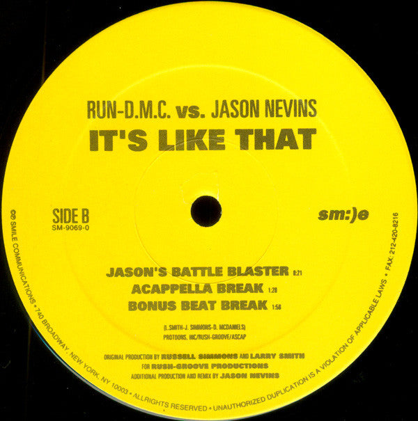 Run-D.M.C.* Vs. Jason Nevins : It's Like That (12")