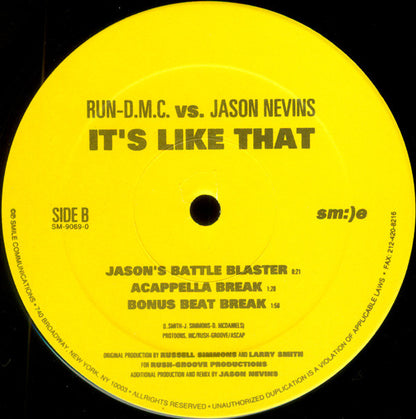 Run-D.M.C.* Vs. Jason Nevins : It's Like That (12")