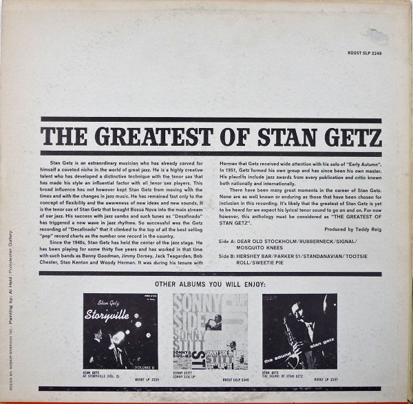 Stan Getz : The Greatest Of Stan Getz (LP, Comp)
