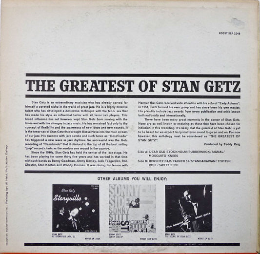 Stan Getz : The Greatest Of Stan Getz (LP, Comp)