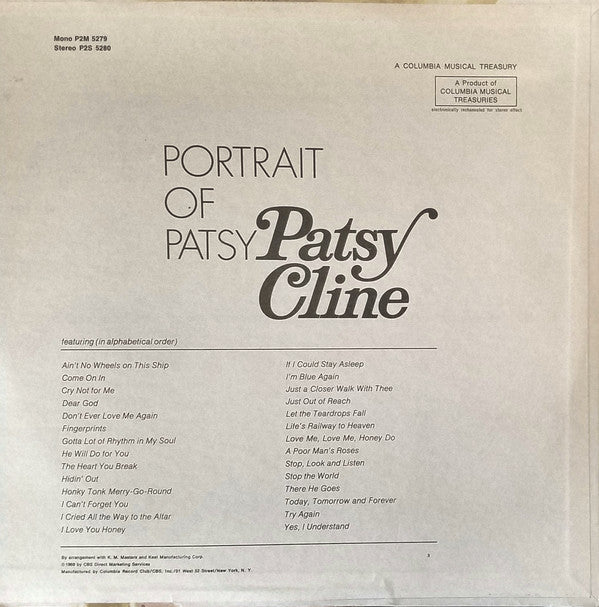 Patsy Cline : Portrait Of Patsy (2xLP, Comp)