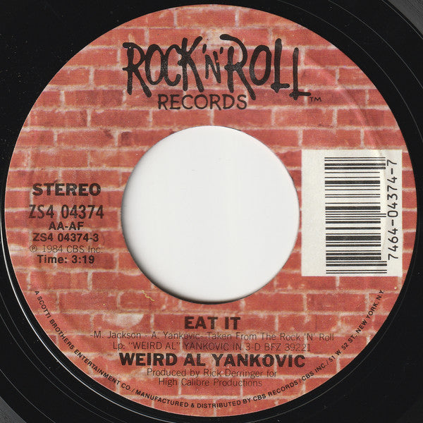 "Weird Al" Yankovic : Eat It (7", Single, Styrene, Car)