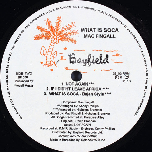 Mac Fingall : What Is Soca (LP)