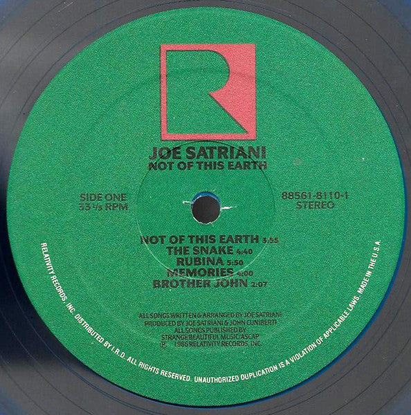 Joe Satriani : Not Of This Earth (LP, Album, Ltd, Blu)