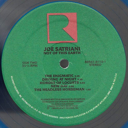 Joe Satriani : Not Of This Earth (LP, Album, Ltd, Blu)