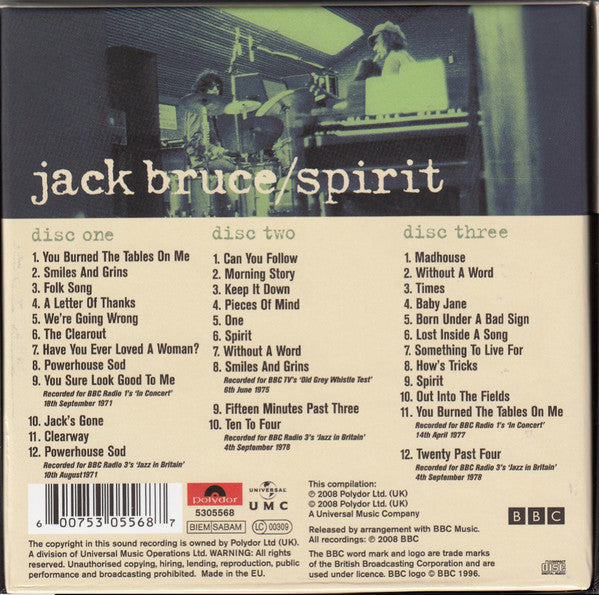 Jack Bruce : Spirit (Live At The BBC 1971-1978) (3xCD, Comp + Box)
