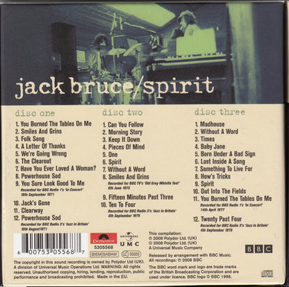 Jack Bruce : Spirit (Live At The BBC 1971-1978) (3xCD, Comp + Box)