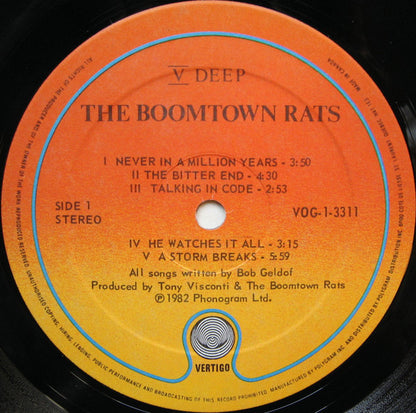 The Boomtown Rats : V Deep (LP, Album)