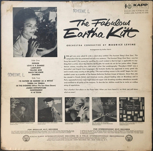 Eartha Kitt : The Fabulous Eartha Kitt (LP, Album, Mono)