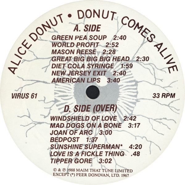 Alice Donut : Donut Comes Alive (LP, Album)