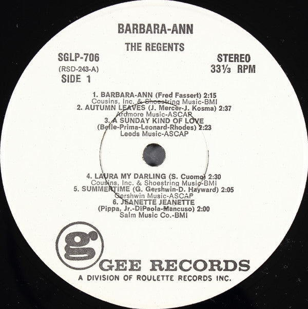 The Regents (2) : Barbara-Ann (LP, Album, RE)