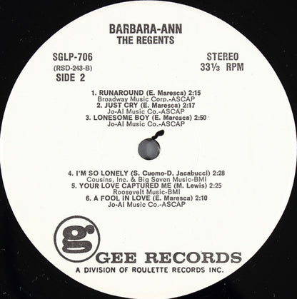 The Regents (2) : Barbara-Ann (LP, Album, RE)