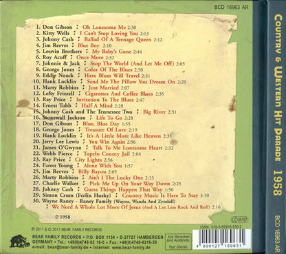 Various : Dim Lights, Thick Smoke & Hillbilly Music: Country & Western Hit Parade - 1958 (CD, Comp, Ltd)