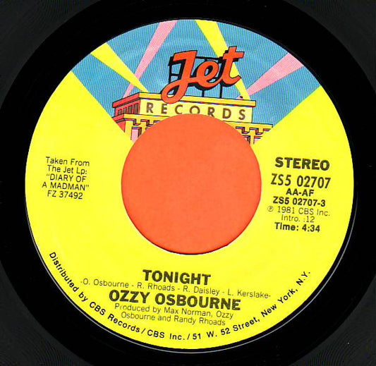 Ozzy Osbourne : Tonight (7", Single)
